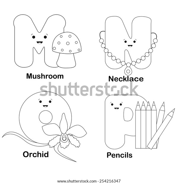 Illustration Alphabet Coloring Page Letters M Stock Vector (Royalty