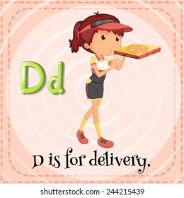 Illustration of an alphabet D is for delivery
