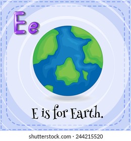 Illustration of an alphabet E is for Earth