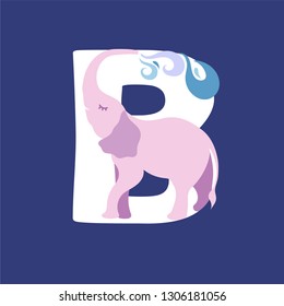 Illustration of the alphabet with elephants. Elephants from letters. School_