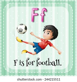 Illustration of an alphabet F is for football