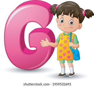 Illustration Alphabet G School Girl Standing Stock Vector (Royalty Free ...