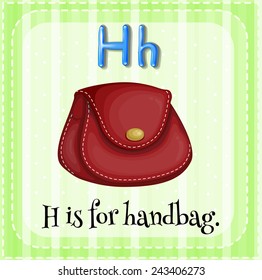 Illustration of an alphabet H is for handbag