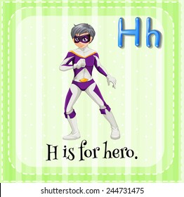 Illustration of an alphabet H is for hero