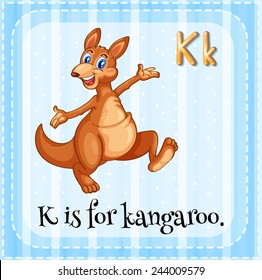 Illustration of an alphabet k is for kangaroo