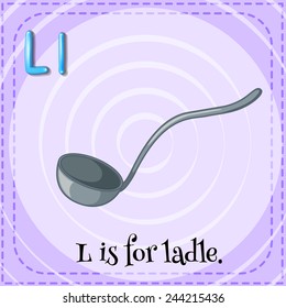 Illustration of an alphabet L is for ladle