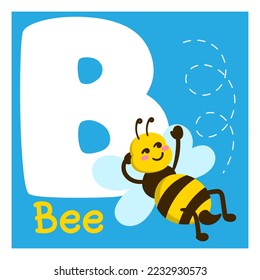 illustration alphabet letter b with animal good for kid education
