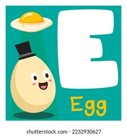 illustration alphabet letter e with animal good for kid education