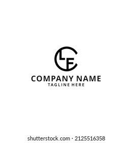 ilustración letras alfabéticas Iniciales logotipo de monograma CLF, CL, forma de círculo LF
