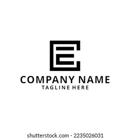  Ilustración letras alfabéticas Iniciales logotipo de monograma CE, EC INITIAL, letra CE