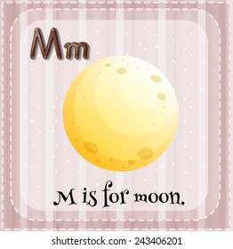 Illustration of an alphabet M is for moon