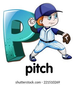 Illustration of an alphabet P with sample word