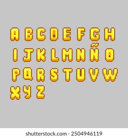 Illustration of alphabet, pixel art letters