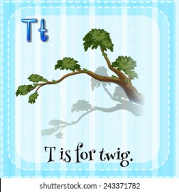Illustration of an alphabet T is for twig
