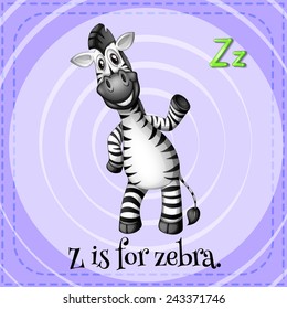 Illustration of an alphabet Z is for zebra