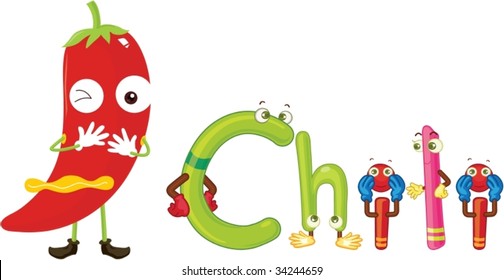 illustration of a alphabets on white