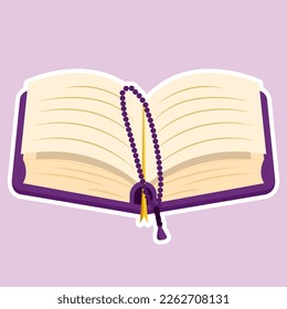 Illustration of Al-Qur'an with tasbeeh in Ramadan Flat vector design