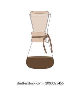 Illustration of an alternative coffee tool. Coffee equipment. Geometrical simple illustration with outline. Isolated on white background.