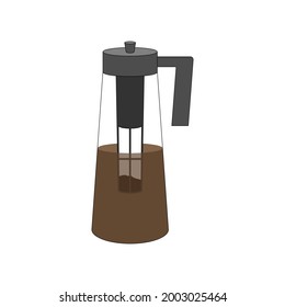 Illustration of an alternative coffee tool - takeya for making cold brew. Geometrical simple illustration with black thin contour. Isolated on white background.