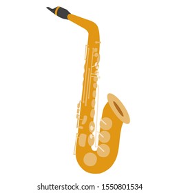 Illustration of  alto saxophone isolatedon white background. Design layout for banners presentations, flyers, posters and invitations. Vector modern flat design musical instruments.