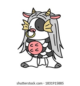 Illustration of Amabie becoming an ox