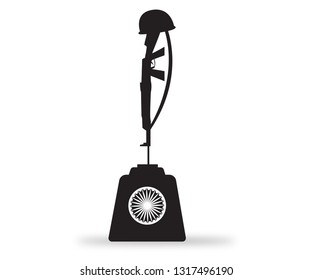 Illustration of Amar Jawan Jyoti on vintage national background for 15th of August, Indian Independence Day celebrations.
