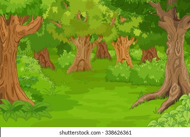 Illustration of amazing forest glade
