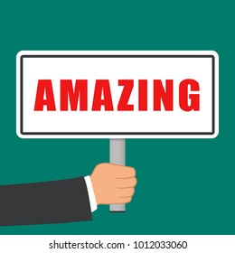 Illustration of amazing word sign flat concept