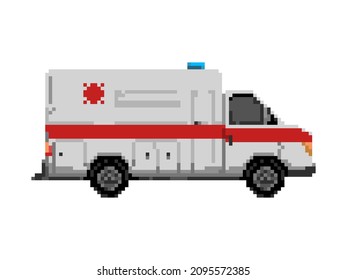 Ilustración del vehículo de ambulancia en forma de píxel