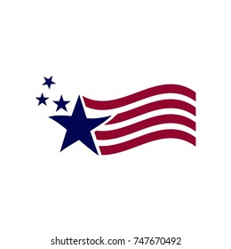 illustration America flag waving