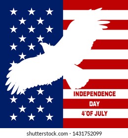 illustration of America independence day with flag and bird. vector_