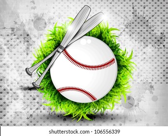 Illustration of American Baseball on grungy grey  background. EPS 10.