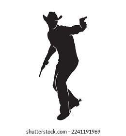 Illustration of American Cowboy. isolated vector black silhouette.