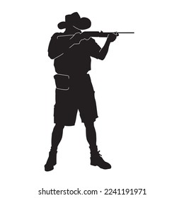 Illustration of American Cowboy. isolated vector black silhouette.