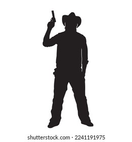 Illustration of American Cowboy. isolated vector black silhouette.