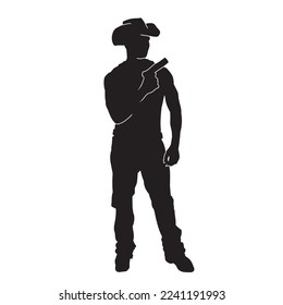 Illustration of American Cowboy. isolated vector black silhouette.