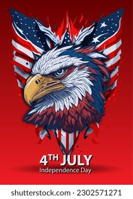 Illustration of American Eagle with Flag background design for independence veterans labor memorial day