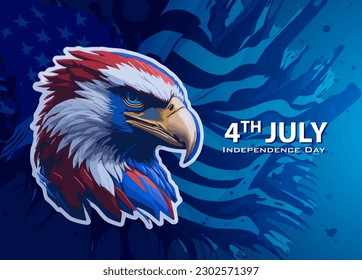 Illustration of American Eagle with Flag background design for independence veterans labor memorial day