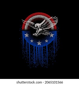 Águila Americana - Héroe Estadounidense - Ilustración del vector veterano norteamericano. Es bueno para la impresión de camisetas, afiche, tarjeta y otro diseño de regalos.