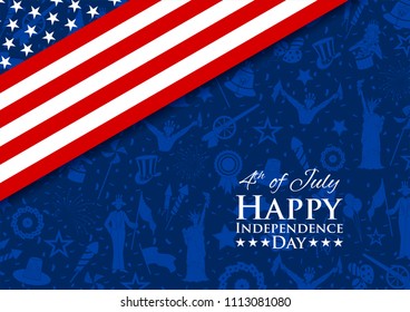 illustration of American Flag Background for Fourth of July background for Happy Independence Day of America