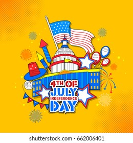 illustration of American Flag Background for Fourth of July, Independence Day of America