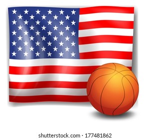 Illustration of the American flag with a ball on a white background