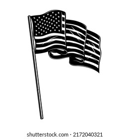 Illustration der amerikanischen Flagge. Design-Element für Poster, Karte, Banner, Zeichen, Logo. Vektorgrafik
