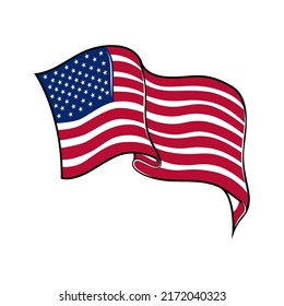 Illustration of american flag. Design element for poster, card, banner, sign, logo. Vector illustration