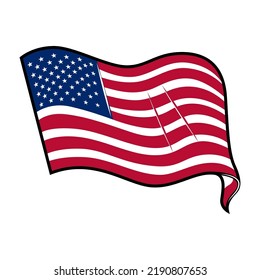 Illustration of american flag. Design element for poster, card, banner, sign, logo. Vector illustration