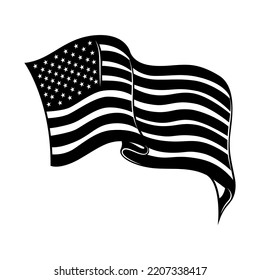 Illustration of american flag. Design element for poster, card, banner, sign, logo. Vector illustration