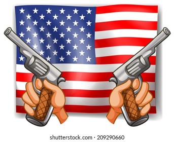 Ilustración de la bandera estadounidense con armas