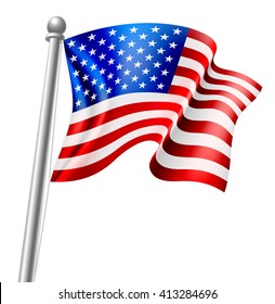 An illustration of the American flag on a flag pole