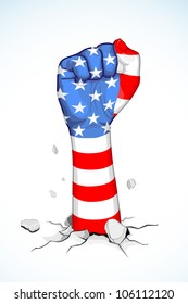 illustration of American flag print on fist