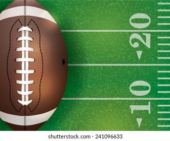 An illustration of an American football field and ball. Vector EPS 10. EPS file contains transparencies. 